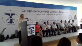 TOMA DE PROTESTA DEL XXIII COMITE DIRECTIVO DEL COLEGIO DE INGENIEROS CIVILES DE TABASCO EL SR. GOBE