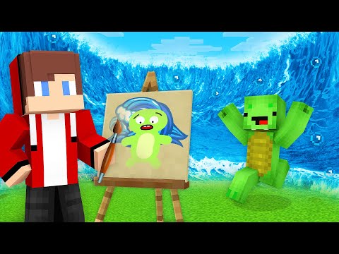 JJ Use DRAWING MOD to GET TSUNAMI for Mikey PRANK - Maizen Parody Video in Minecraft