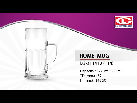Clear lg rome glass mug, capacity: 360 ml