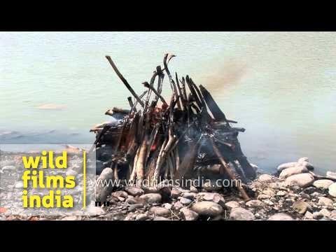 Flames coming out from funeral pyre