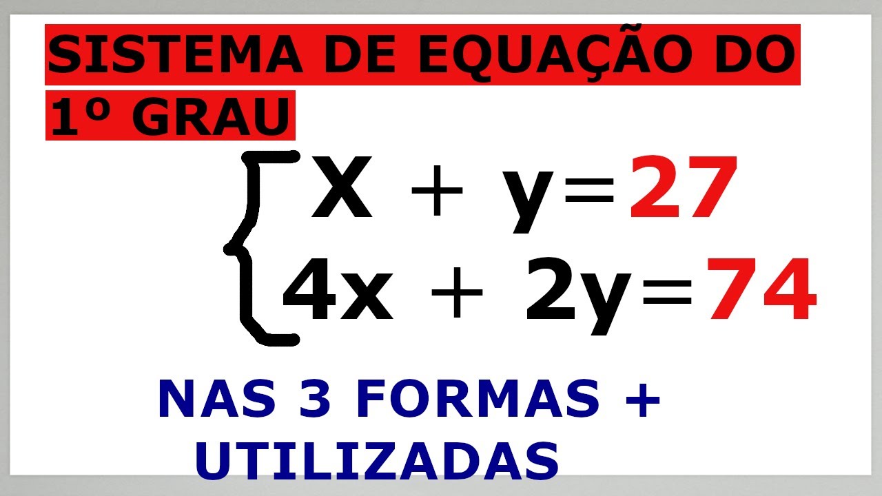 Problemas envolvendo sistema de equação do 1º grau saiba agora
