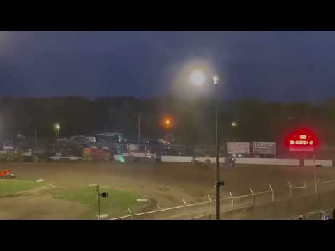 Hard Crash of the Night! Wingless Sprint clis another cars tire and rolls violently and gets hit.