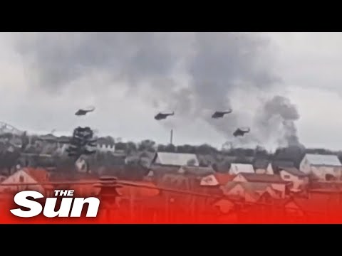 Swarm of Russian helicopter gunships blitzing Ukraine airport as Putin launches invasion