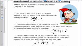 Creating Equations in One Variable