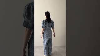 ブルーのVネックジャガードオールインワン 動画