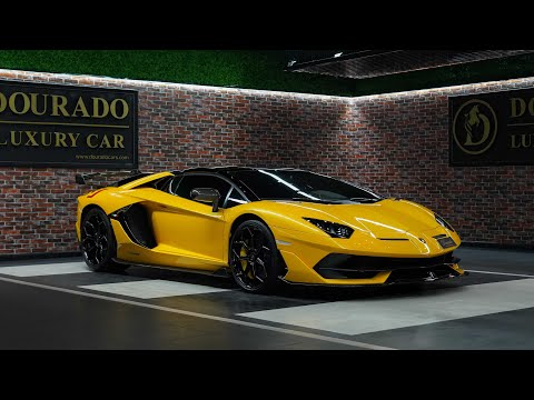 Yellow Lamborghini Aventador SVJ Roadster at Dourado Luxury Cars!