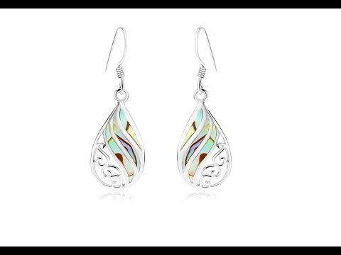 Jewellery - Earrings made of 925 silver, teardrop, cutout, filigree, Paua shell
