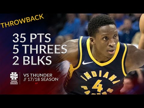 Victor Oladipo 35 pts 5 threes 2 blks vs Thunder 17/18 season