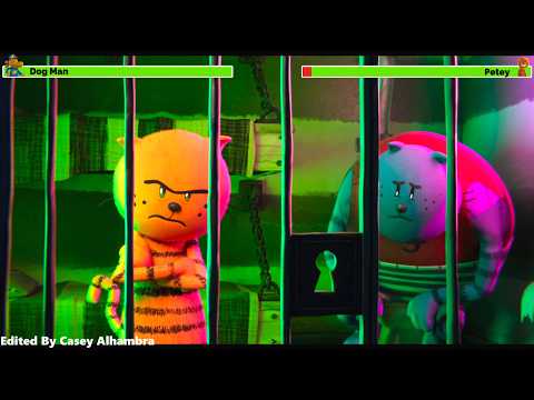 Dog Man (2025) Petey Montage Scene with healthbars