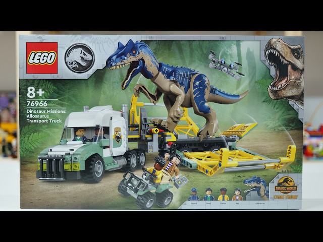 Vídeo relacionado con LEGO Jurassic World Misiones Dinosaurio: Camión de Transporte del Allosaurus Juguete de Construcción, Regalo para Niños y Niñas de 8 Años o Más con Figuras de Kenji, Darius y Yaz 76966