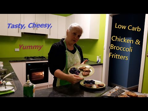 Low Carb Keto Chicken & Broccoli Fritters, Sour Cream...