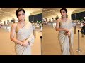 Rashmika Mandanna Looks Beautiful In Golden Saree Spotted At Mumbai Airport Filmi World News