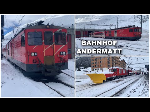 Züge beim Bahnhof Andermatt | Trains at Andermatt station (2021)