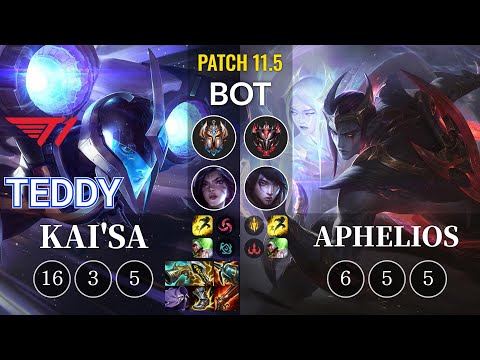 T1 Teddy Kai'Sa vs Aphelios Bot - KR Patch 11.5