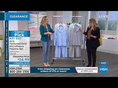 Aria Textured Grid Microfleece Pajama Set