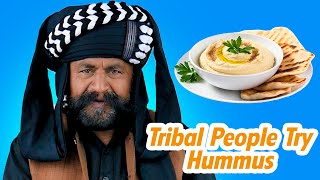 Tribal People Try Hummus & Pita Bread!