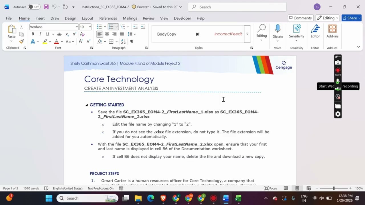 Shelly Cashman Excel 365 | Module 4: End of Module Project 2 Core Technology #shellycashman
