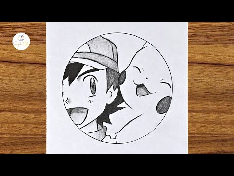 How to draw Ash and Pikachu Step by step || Easy drawing ideas for beginners || Easy cartoon drawing