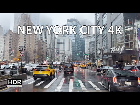 Rainy Streets of New York City - 4K HDR Compilation - USA
