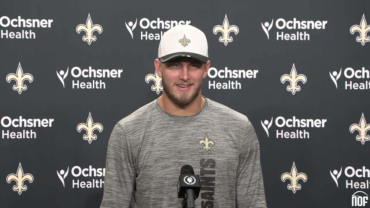 Saints QB Tyler Shough on cleaning up mistakes, woking on game plans with Kellen Moore, Cam Ward