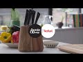 Tefal Kits de bloc de couteaux avec couteaux Jamie Oliver 6 pièces, essence de bois