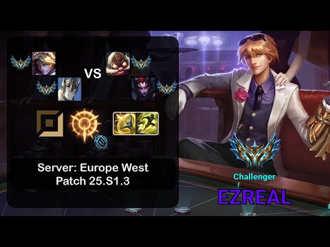 Ezreal ADC + Galio vs Corki + Elise - EUW Challenger - Patch 25.S1.3