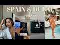 SPAIN & DUBAI TRAVEL VLOG: Flying first class experience || shopping || skin care & makeup