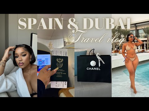 SPAIN & DUBAI TRAVEL VLOG: Flying first class experience || shopping || skin care & makeup