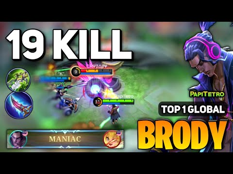 MANIAC! Brody Best Build 2023 [ Brody Top 1 Global Gameplay ] By Enemy PapiTetro - MLBB