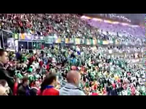 Ireland vs Spain Irish Fans singing The Fields Of Athenry on Gdansk Arena Euro 2012