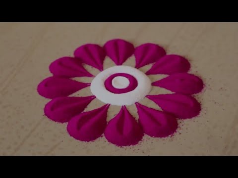 Flowers rangoli || easy to make rangoli small flower🥰 || For diwali || #shorts
