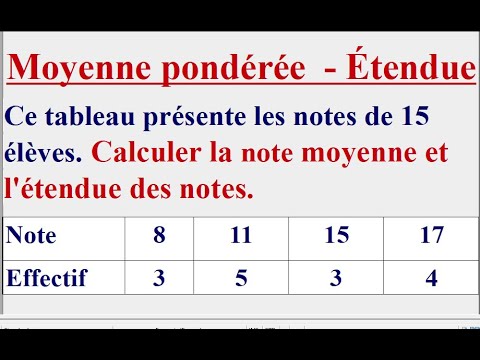 Comment calculer une moyenne pondérée et l'étendue d'une série statistique ?