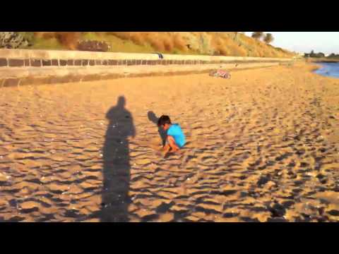 Omkar playing on the beach