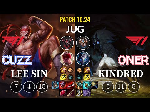 T1 Cuzz Lee Sin vs T1 Oner Kindred Jungle - KR Patch 10.24