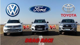 Amarok vs Ranger vs Hilux + DRAG RACE!