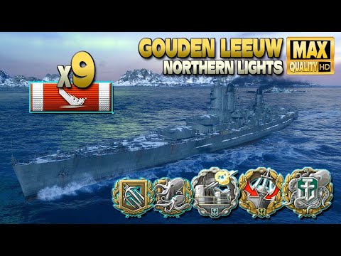 Cruiser Gouden Leeuw: 9 ships destroyed on map Northern Lights - World of Warships