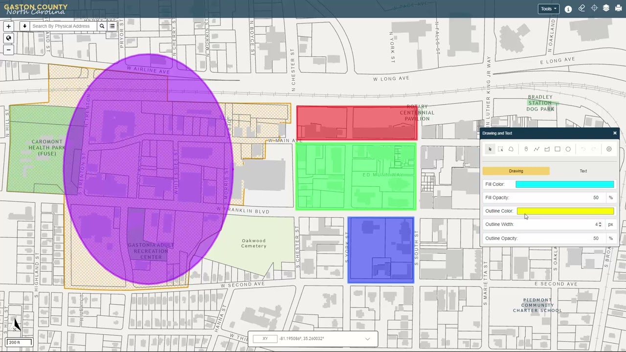 GIS Mapping Application - Drawing and Text