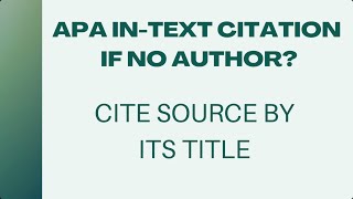APA citation if no author: What to put? | Research in-text citation