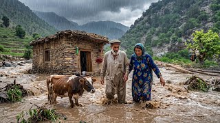 Terrifying Mountain Flood Disaster! Elderly Couple Struggle Through Heavy Rain and Rising Waters ⛈️😱