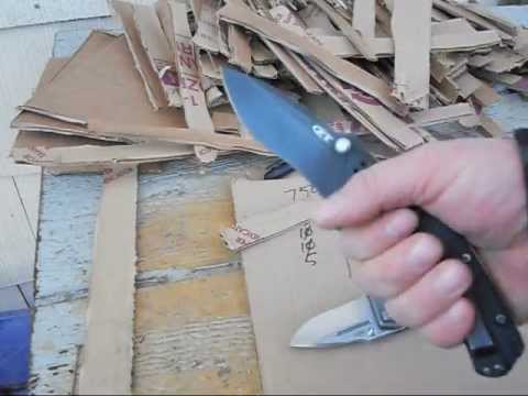 m390 vs 154cm cardboard cut test