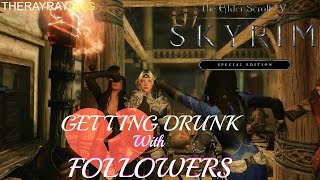 Skyrim SE Getting DRUNK with Followers Vilja, Sofia, Recorder and Lydia