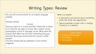 Cambridge First B2: How to write a review
