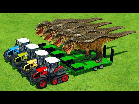 LOAD AND TRANSPORT GIGANOTOSAURUS WITH CLAAS TRACTORS - Farming Simulator 22