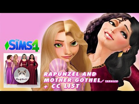 SIMS 4 | CAS | Rapunzel and Mother Gothel from Tangled!! 🦎☀!! Satisfying CC build + CC LIST