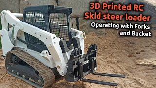 3d printed RC Skid steer Forks and Bucket operating by [AN3DRC]