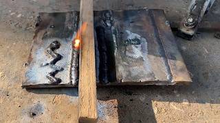 Straight welding line using wood