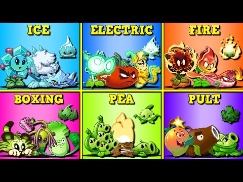 6 Team ICE x ELECTRIC x FIRE x BOXING x PEA x PULT Battlez PvZ 2 - Who Will Win?