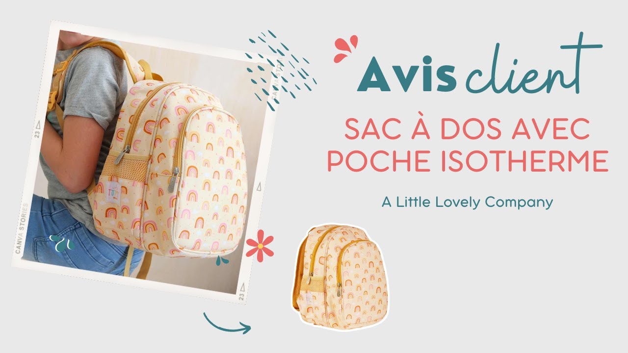 [A LITTLE LOVELY COMPANY ] SAC A DOS AVEC POCHE ISOTHERME ARC-EN-CIEL