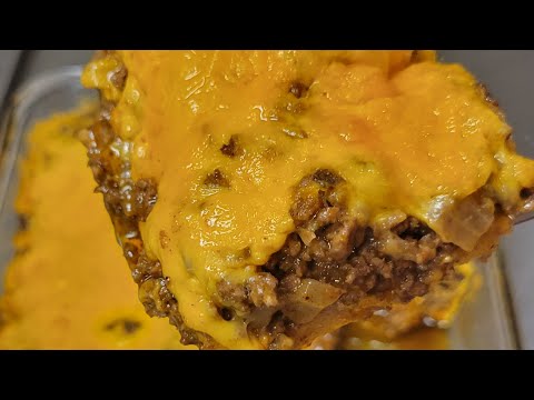 Potatoes with seasoned ground beef and cheese recipe | Meat and potatoes recipe | 30 minute dinner