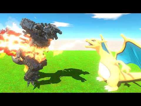 MECHAGODZILLA 2021 VS DRAGONITE AT THE ARENA - Animal Revolt Battle Simulator